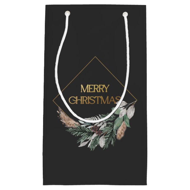 Bolsa De Regalo Pequeña Elegante Navidad gris oscuro (Anverso)