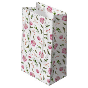 Bolsa De Regalo Pequeña Elegante patrón botánico floral rosado