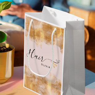 Bolsa De Regalo Pequeña Elegante Peluquera Tijeras de Oro Estilista Rosa