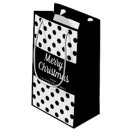 Bolsa De Regalo Pequeña Elegante Polka Blanco Negro Dots Feliz Navidad
