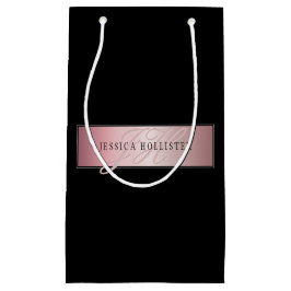 Bolsa De Regalo Pequeña Elegante Rubor Falso Oro Rosa | Nombre e Iniciales