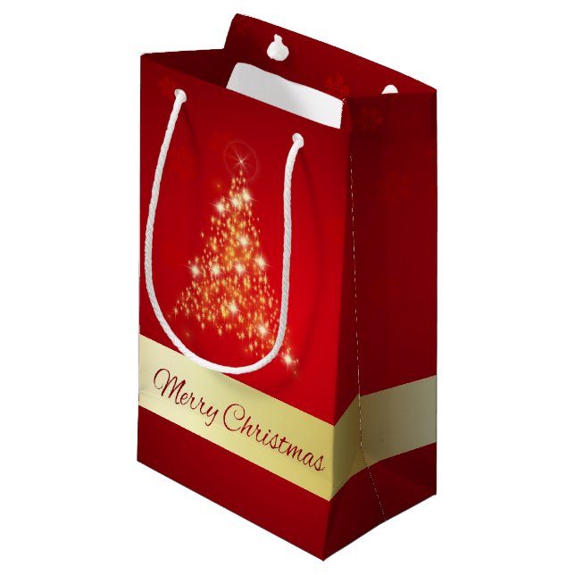 Bolsa De Regalo Pequeña Elegante y brillante árbol de Navidad (Angulo Anverso)