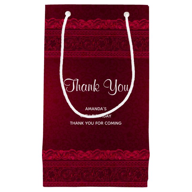 Bolsa De Regalo Pequeña Elegante y elegante fondo rojo Gracias (Anverso)