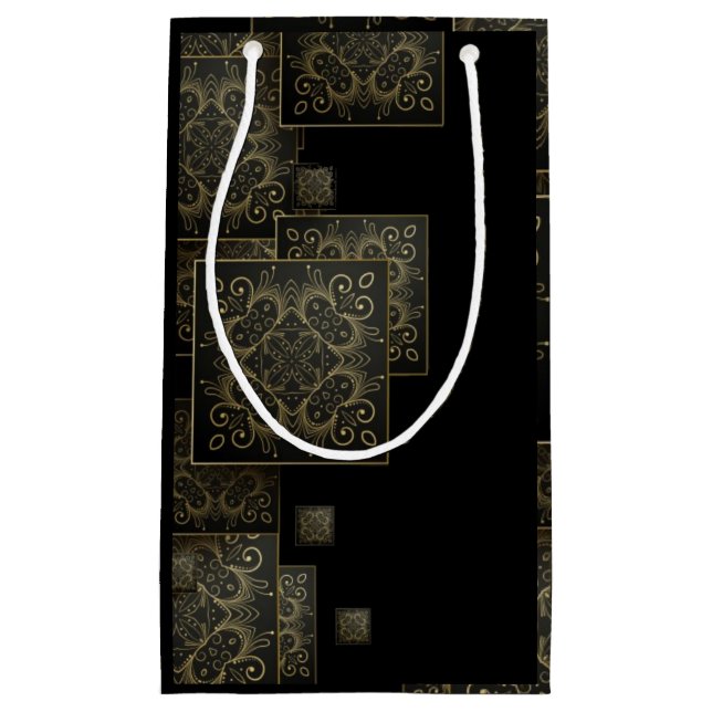 Bolsa De Regalo Pequeña Elegante y lujoso negro y oro (Anverso)