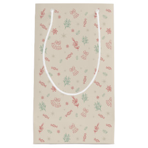 Bolsa De Regalo Pequeña Elementos de Navidades mínimos personalizados
