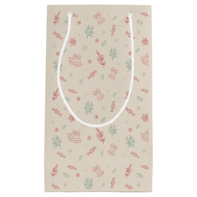 Bolsa De Regalo Pequeña Elementos de Navidades mínimos personalizados (Anverso)