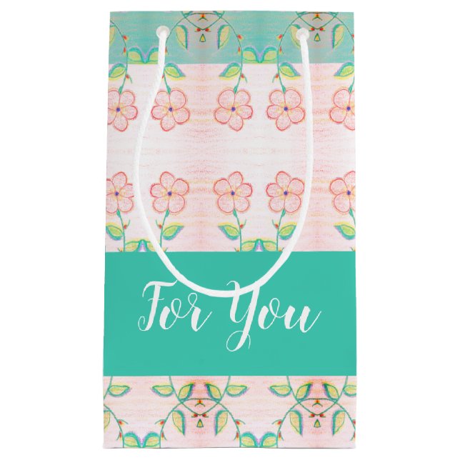 Bolsa De Regalo Pequeña Énfasis de patrón floral rosado (Anverso)