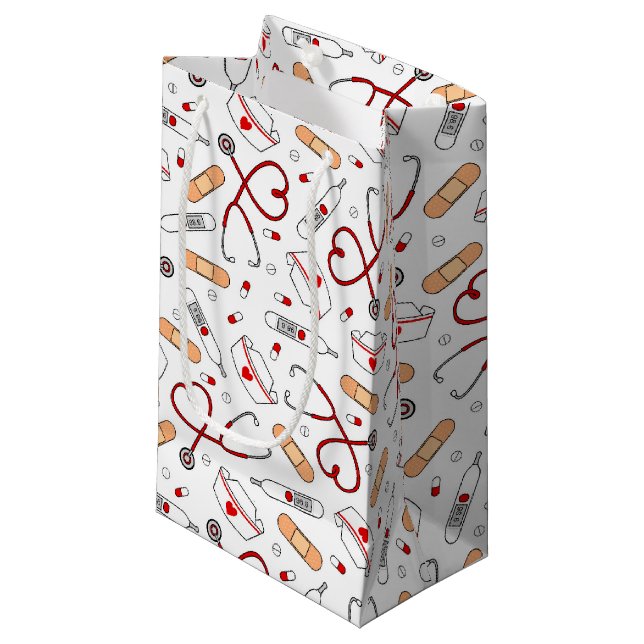 Bolsa De Regalo Pequeña Enfermera Amor Imprimir fondo blanco (Angulo Anverso)