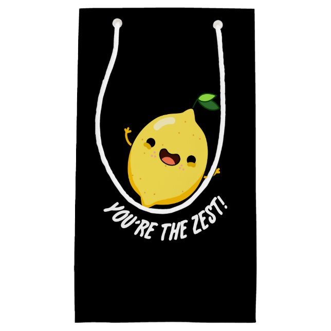 Bolsa De Regalo Pequeña Eres el Zest Funny Lemon Pun Dark BG (Anverso)