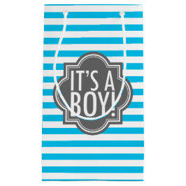 Bolsa De Regalo Pequeña Es rayas azules y carbón de leña de un muchacho