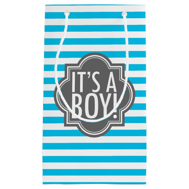 Bolsa De Regalo Pequeña Es rayas azules y carbón de leña de un muchacho (Anverso)