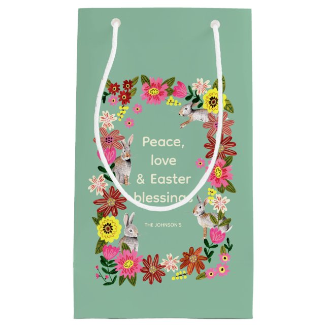 Bolsa De Regalo Pequeña Escaparate floral de conejo chiflado (Anverso)