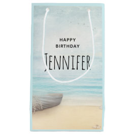 Bolsa De Regalo Pequeña Escena de playa costera con cumpleaños en barco pe