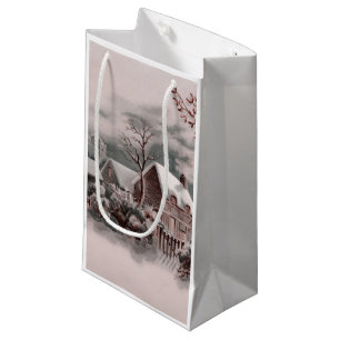 Bolsa De Regalo Pequeña escena del invierno del navidad
