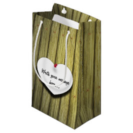 Bolsa De Regalo Pequeña Escritura manuscrita de corazón de papel Rústico