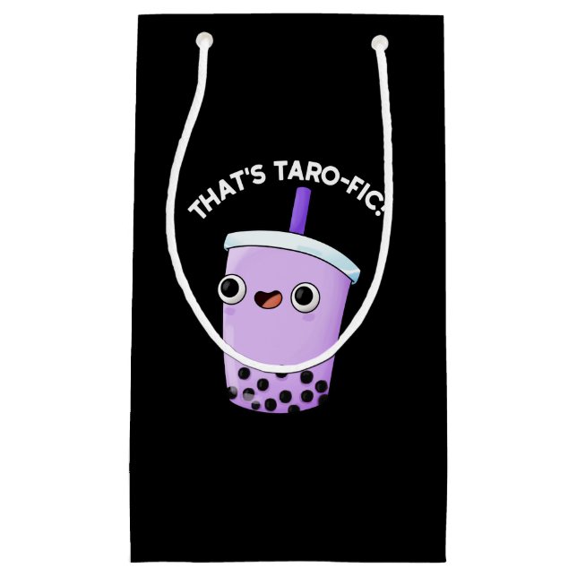Bolsa De Regalo Pequeña Eso es divertido, Taroffic Boba Tea Pun Dark BG (Anverso)