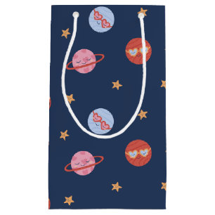 Bolsa De Regalo Pequeña Espacio infantil mini patrón con planetas y estrel