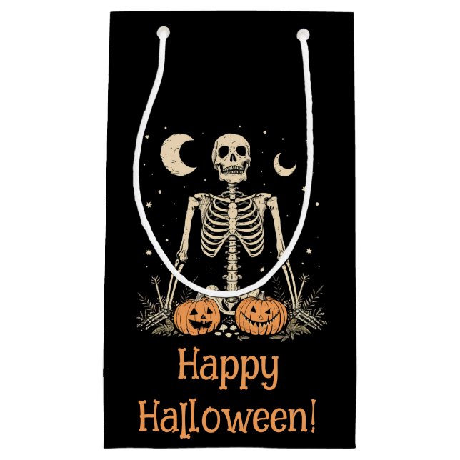 Bolsa De Regalo Pequeña Esqueleto de Halloween (Anverso)