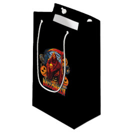 Bolsa De Regalo Pequeña Esqueleto malvado de Halloween, Calabaza