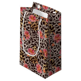 Bolsa De Regalo Pequeña Estampado de animal de leopardo elegante flores tr