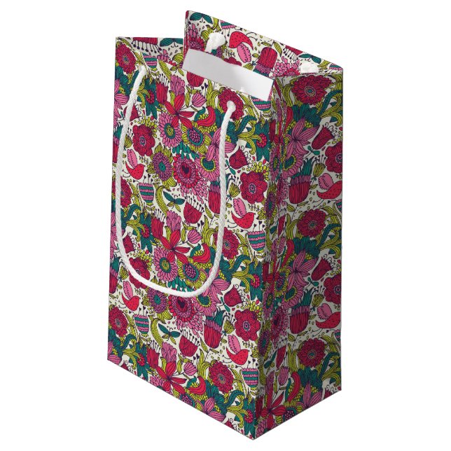 Bolsa De Regalo Pequeña Estampado de flores brillante (Angulo reverso)