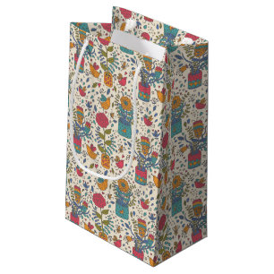 Bolsa De Regalo Pequeña Estampado de flores del dibujo animado con los
