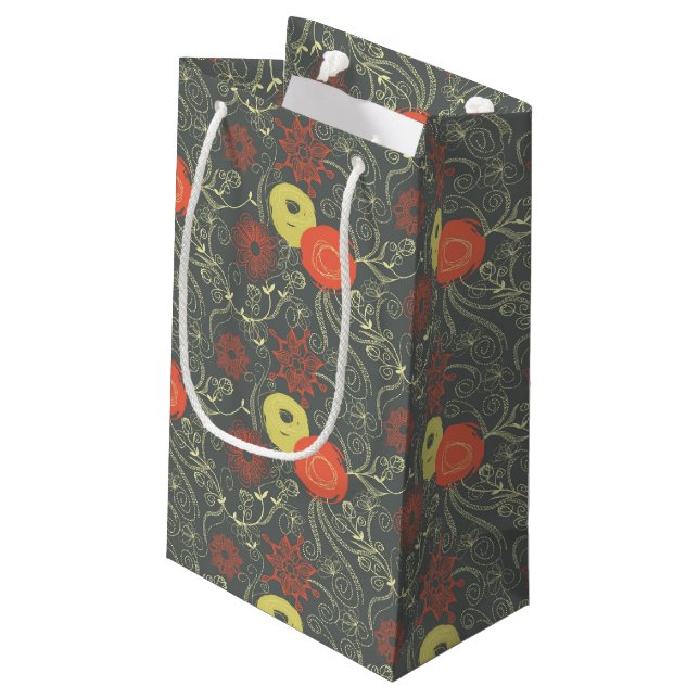 Bolsa De Regalo Pequeña Estampado de flores retro (Angulo reverso)
