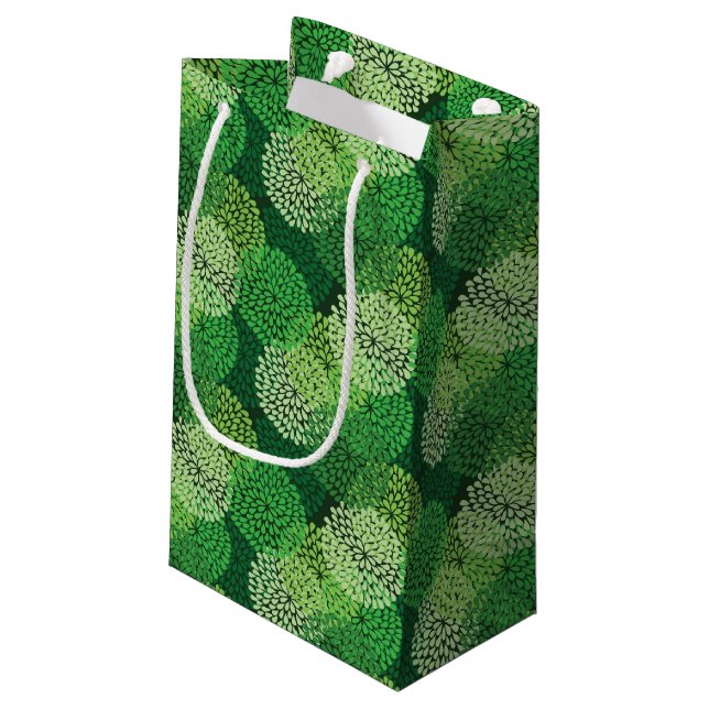 Bolsa De Regalo Pequeña Estampado de flores verde (Angulo reverso)