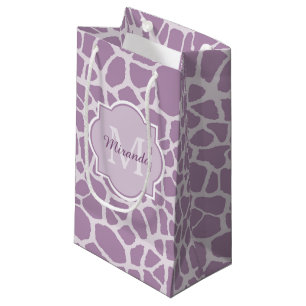 Bolsa De Regalo Pequeña Estampado de girafa púrpura elegante con el
