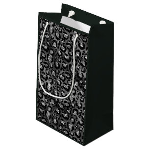 Bolsa De Regalo Pequeña Estampado de leopardo negro y gris plateado