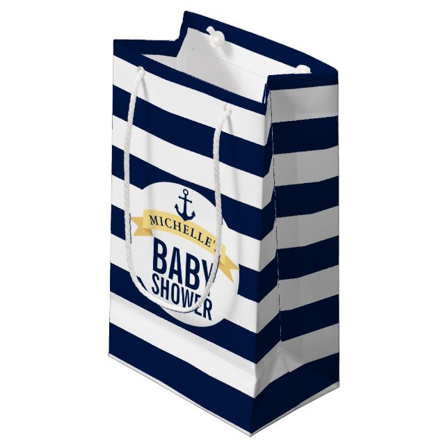 Bolsa De Regalo Pequeña Estilo náutico Baby Shower personalizado (Angulo Anverso)