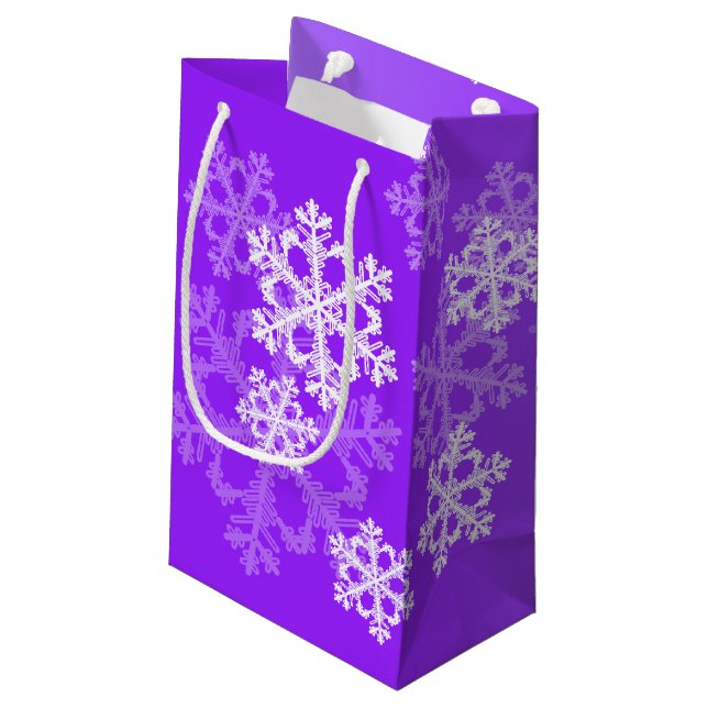 Bolsa De Regalo Pequeña Estiloso Purple Snowflakes Patrón de Navidades mod (Angulo reverso)