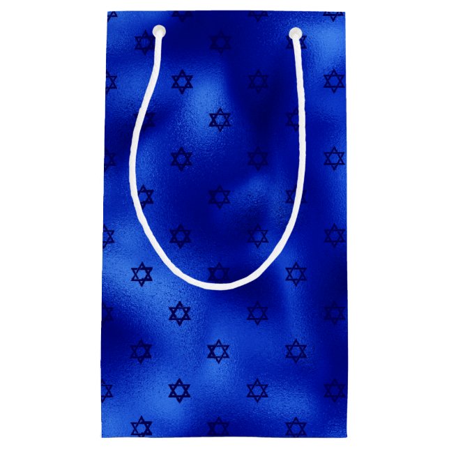 Bolsa De Regalo Pequeña Estrella Azul Real de David Hanukkah (Anverso)