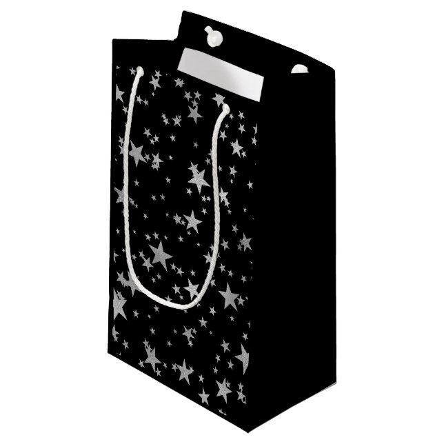 Bolsa De Regalo Pequeña Estrella celestial negra y plateada (Angulo Anverso)