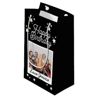 Bolsa De Regalo Pequeña Estrellas de cumpleaños de foto personalizadas neg