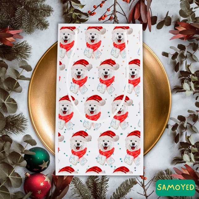 Bolsa De Regalo Pequeña Estrellas de Navidad de la raza de perro Samoyedo (Subido por el creador)