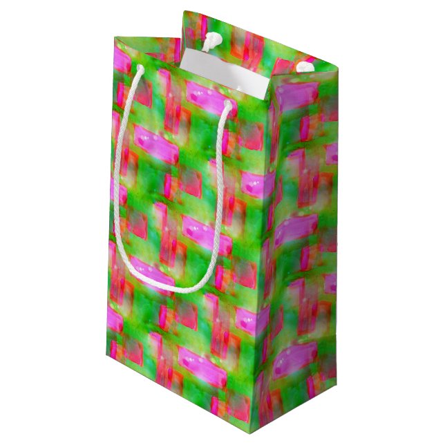 Bolsa De Regalo Pequeña Extracto pintado amarillo, rosa de la luz del sol (Angulo reverso)