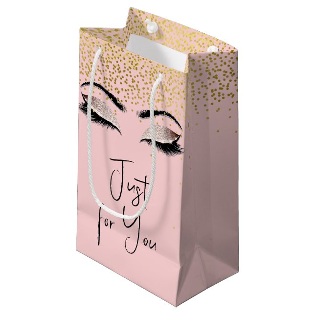 Bolsa De Regalo Pequeña Eyelash con Purpurina de oro (Angulo Anverso)