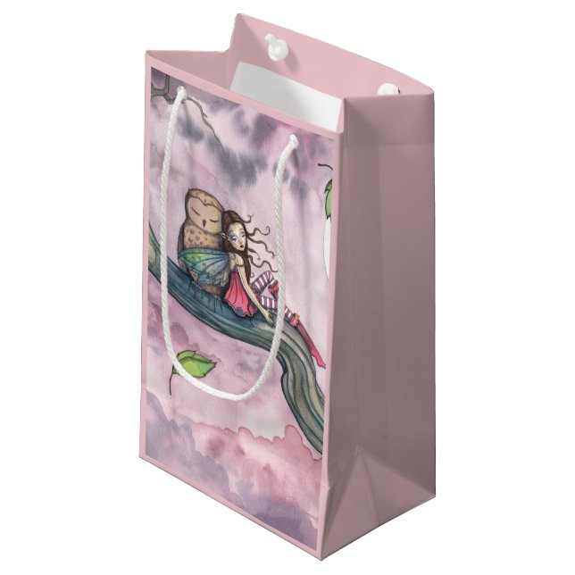 Bolsa De Regalo Pequeña Fairy and Owl Whimsical Fantasy Art (Angulo Anverso)