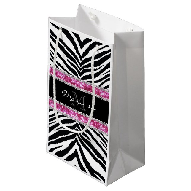 Bolsa De Regalo Pequeña Falso chica con monograma del diamante de (Angulo Anverso)