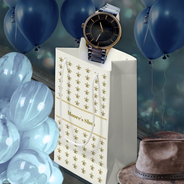 Bolsa De Regalo Pequeña Falso oro FleurDeLis sobre marfil (Subido por el creador)