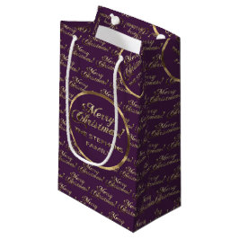 Bolsa De Regalo Pequeña Familia Stephens Navidades Purple Faux Gold