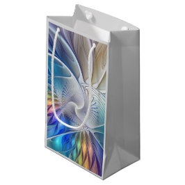 Bolsa De Regalo Pequeña Fantasía floral, colorido abstracto flor fractal
