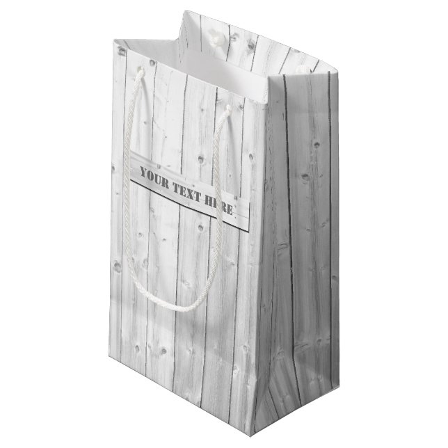 Bolsa De Regalo Pequeña Faux Rustic White Wood Boards (Angulo Anverso)