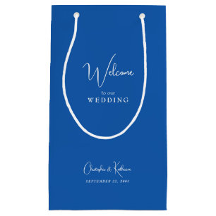 Bolsa De Regalo Pequeña Favor de bienvenida de Boda azul cobalto
