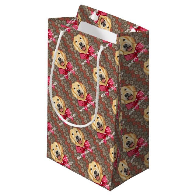Bolsa De Regalo Pequeña Felices Fiestas de Perro (Angulo Anverso)