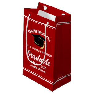 Bolsa De Regalo Pequeña Felicidades Graduado Fiesta de Graduación Roja