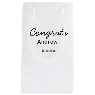 Bolsa De Regalo Pequeña Felicidades mínimas simples agregar nombre fecha a