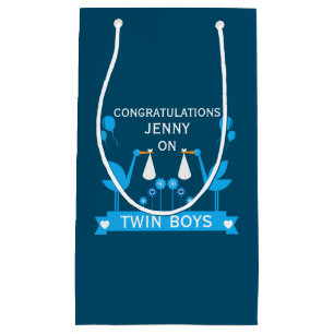Bolsa De Regalo Pequeña Felicitaciones Stalk Delivery Twin Boy