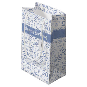 Bolsa De Regalo Pequeña Feliz 105º Nacimiento Patrón de números azul y bla